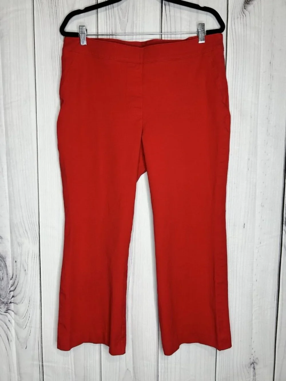 SPANX Pants Womens Sz XL (36x24) Red Polished Kick Flare Cropped Pull On 20367Q